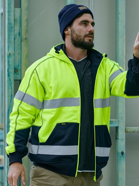 Bisley Taped Hi-Vis 1/4 Zip Fleece Pullover With Sherpa Lining - View #8