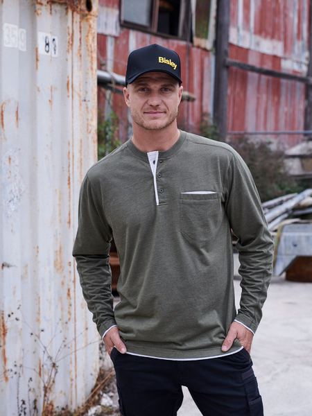 Flx Move Cotton Henley Long Sleeve Tee BK6932 Bisley Workwear