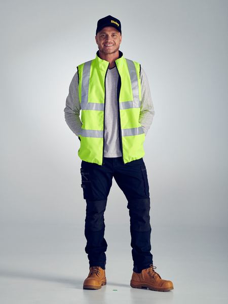 Taped Hi Vis Reversible Puffer Vest - BV0330HT - Bisley Workwear