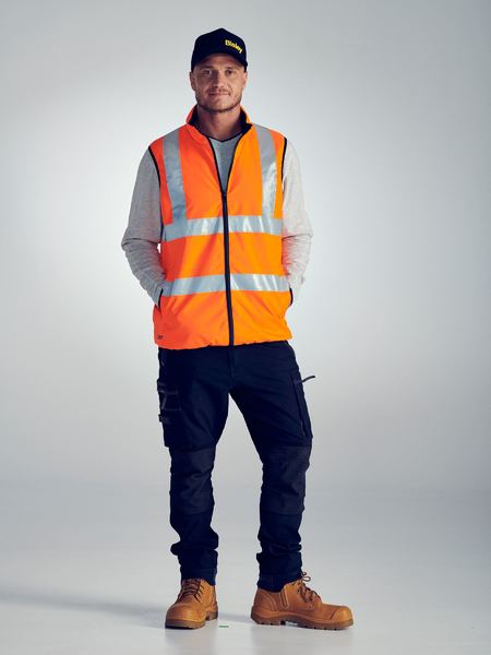 Taped Hi Vis Reversible Puffer Vest - BV0330HT - Bisley Workwear