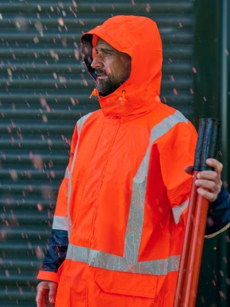 X taped two tone hi vis stretch PU TTMC-W rain coat - BJ6955XT