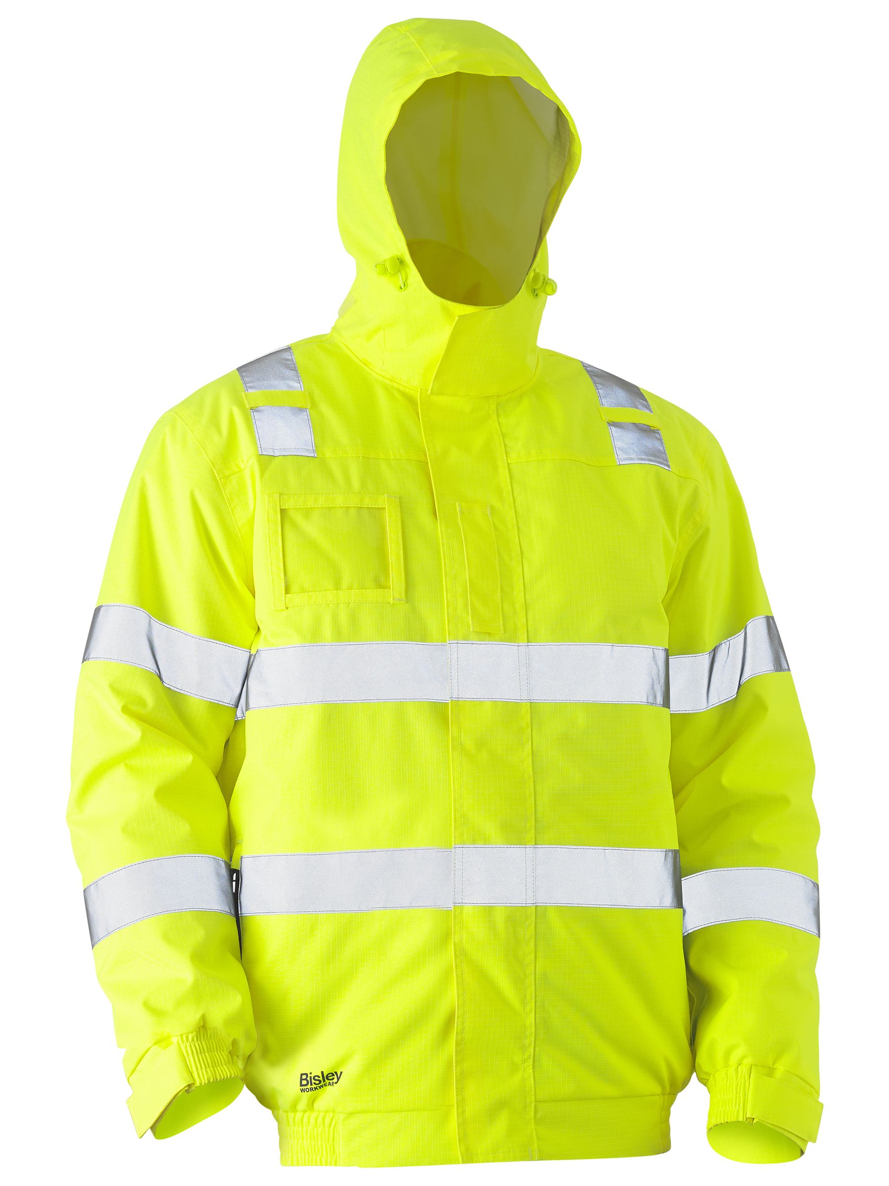 Taped hi vis wet weather bomber jacket with radio loop and ID pocket ...