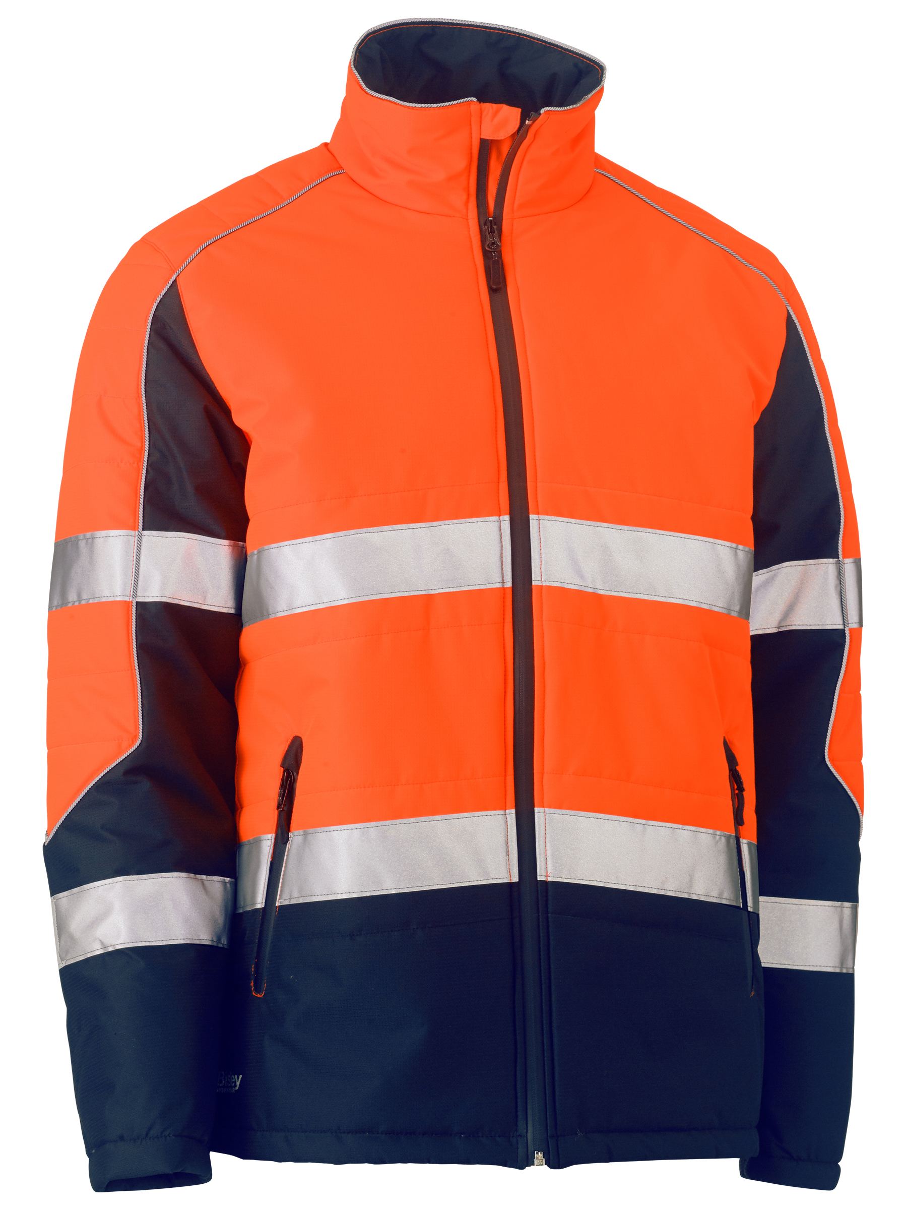 Taped two tone hi vis puffer jacket with stand collar - BJ6829T ...