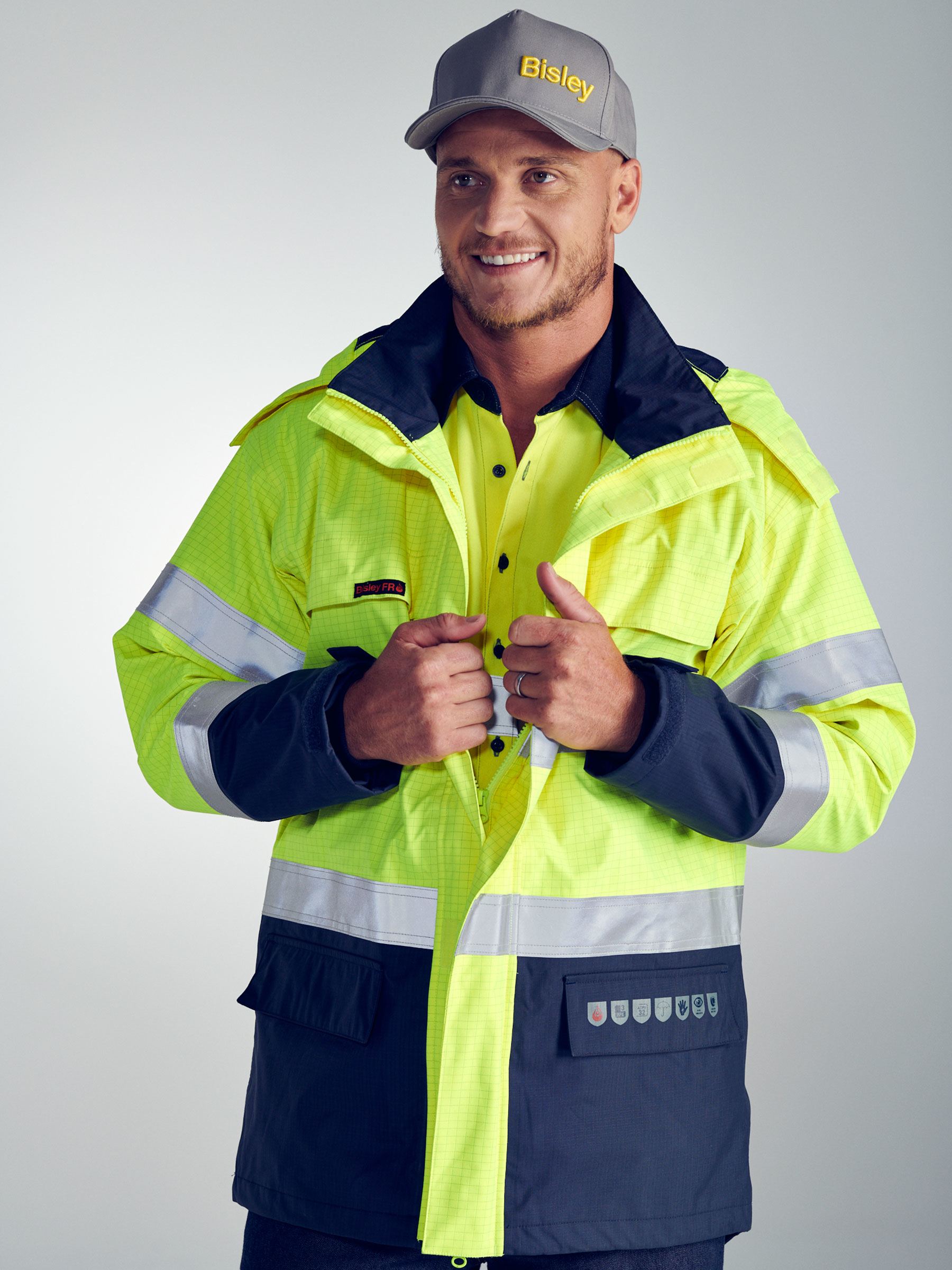 Taped Two Tone Hi Vis FR Wet Weather Shell Jacket - BJ8110T - Bisley ...