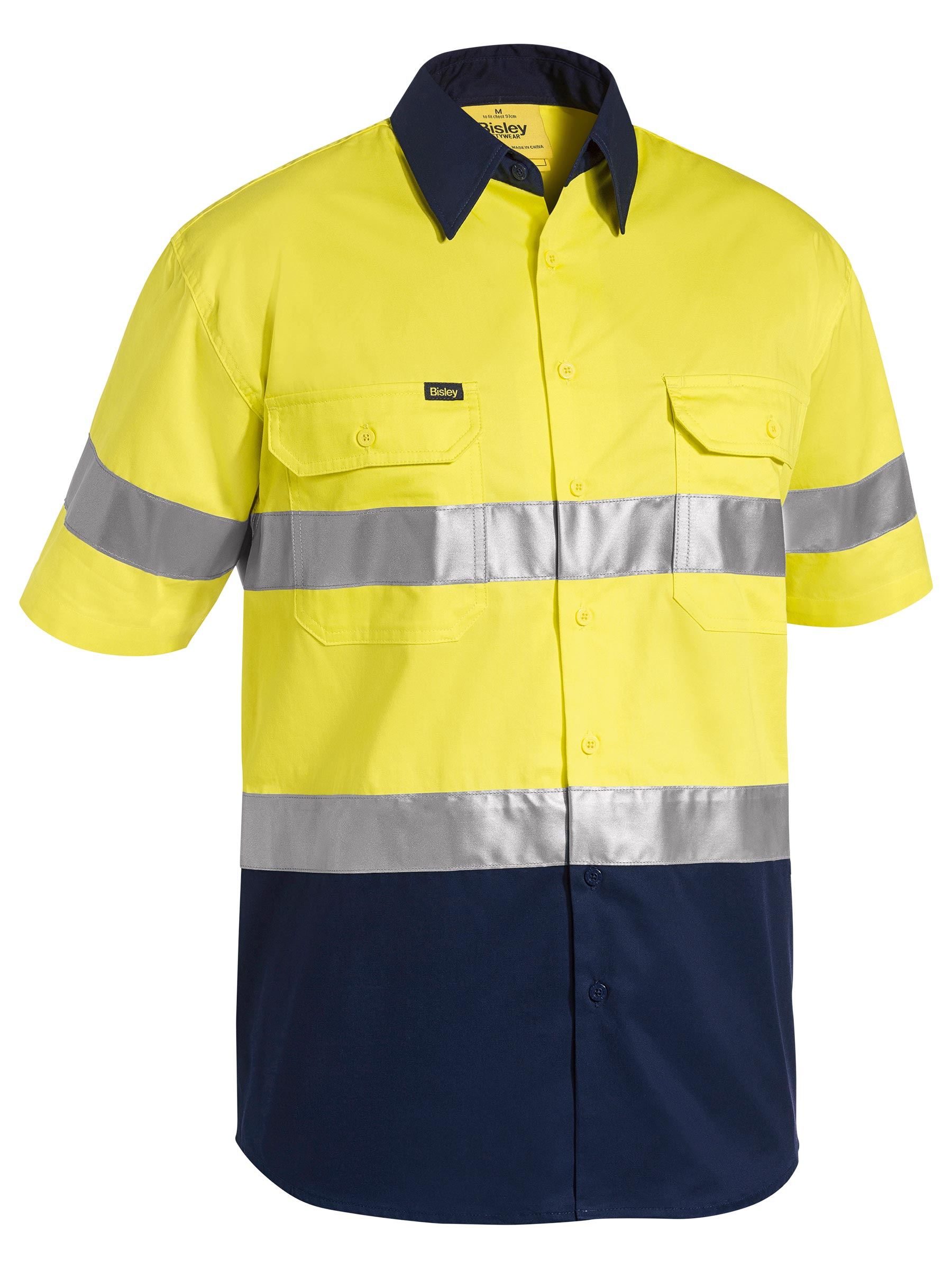 Short sleeve Two Tone Hi Vis Lightweight Taped Shirt - BS1896 - Bisley ...