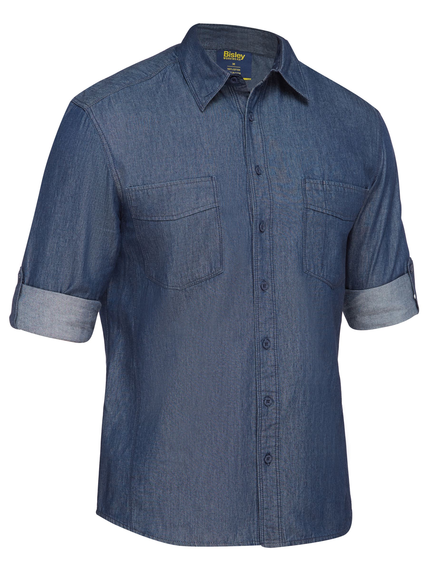 Mens long sleeve denim work shirt - BS6602 - Bisley Workwear
